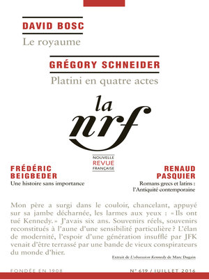 cover image of La Nouvelle Revue Française N° 619 (Juillet 2016)